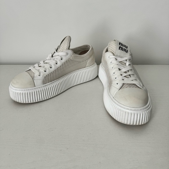Miu Miu White Sneakers Sz 38/8 - Picture 4 of 9